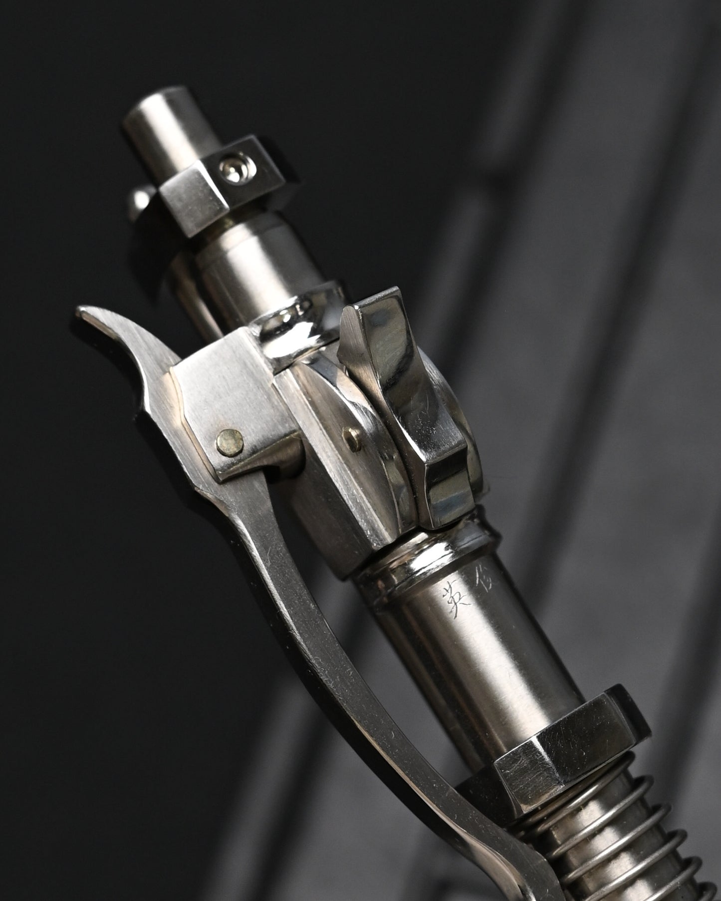 Hidetoshi Nakayama Custom Sliding Mechanical Steampunk Ballpoint Pen – Stainless Steel / Made in Japan