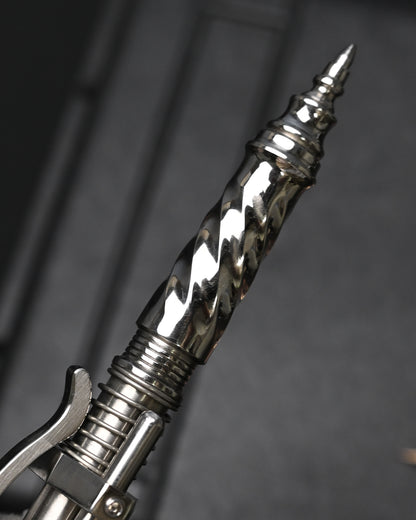 Hidetoshi Nakayama Custom Sliding Mechanical Steampunk Ballpoint Pen – Stainless Steel / Made in Japan