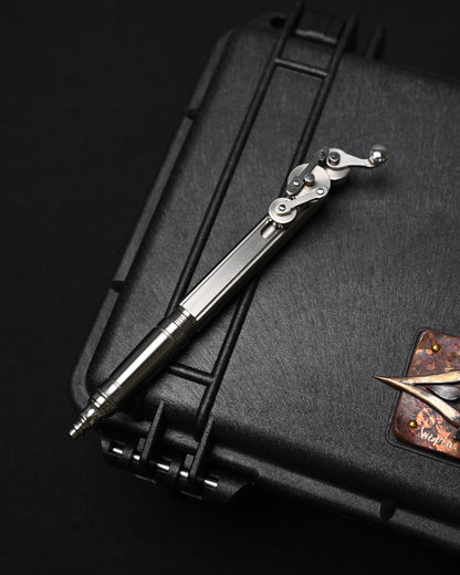 Hidetoshi Nakayama Custom Wheel-Linkage Mechanical Steampunk Ballpoint Pen – Stainless Steel / Made in Japan