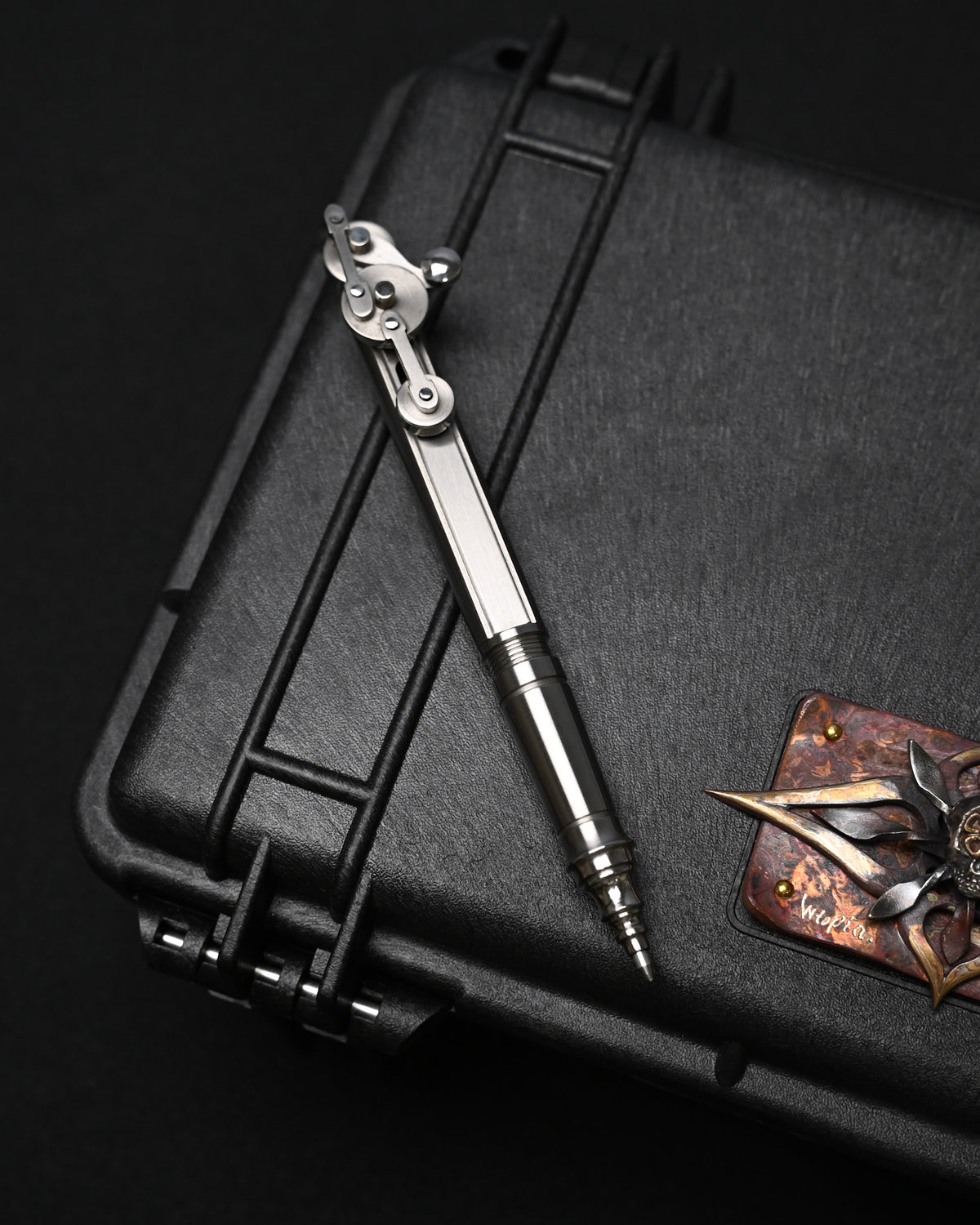 Hidetoshi Nakayama Custom Wheel-Linkage Mechanical Steampunk Ballpoint Pen – Stainless Steel / Made in Japan