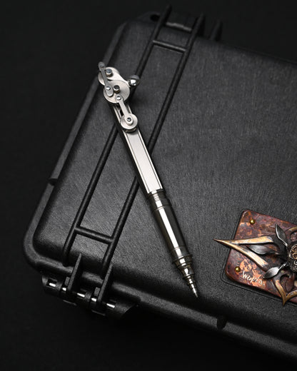 Hidetoshi Nakayama Custom Wheel-Linkage Mechanical Steampunk Ballpoint Pen – Stainless Steel / Made in Japan