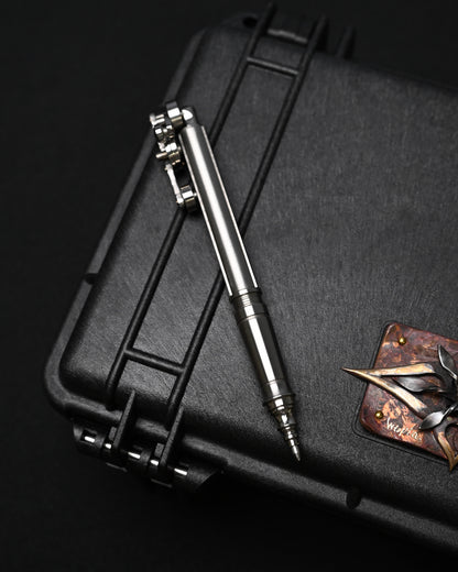 Hidetoshi Nakayama Custom Wheel-Linkage Mechanical Steampunk Ballpoint Pen – Stainless Steel / Made in Japan