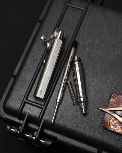 Hidetoshi Nakayama Custom Wheel-Linkage Mechanical Steampunk Ballpoint Pen – Stainless Steel / Made in Japan