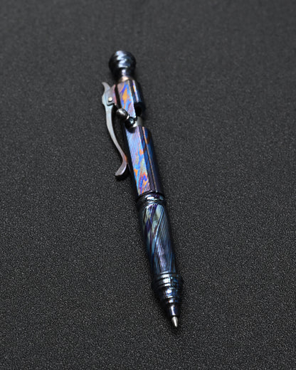 Rare Hidetoshi Nakayama Custom Zirconium Damascus EDC Pen – Made in Japan