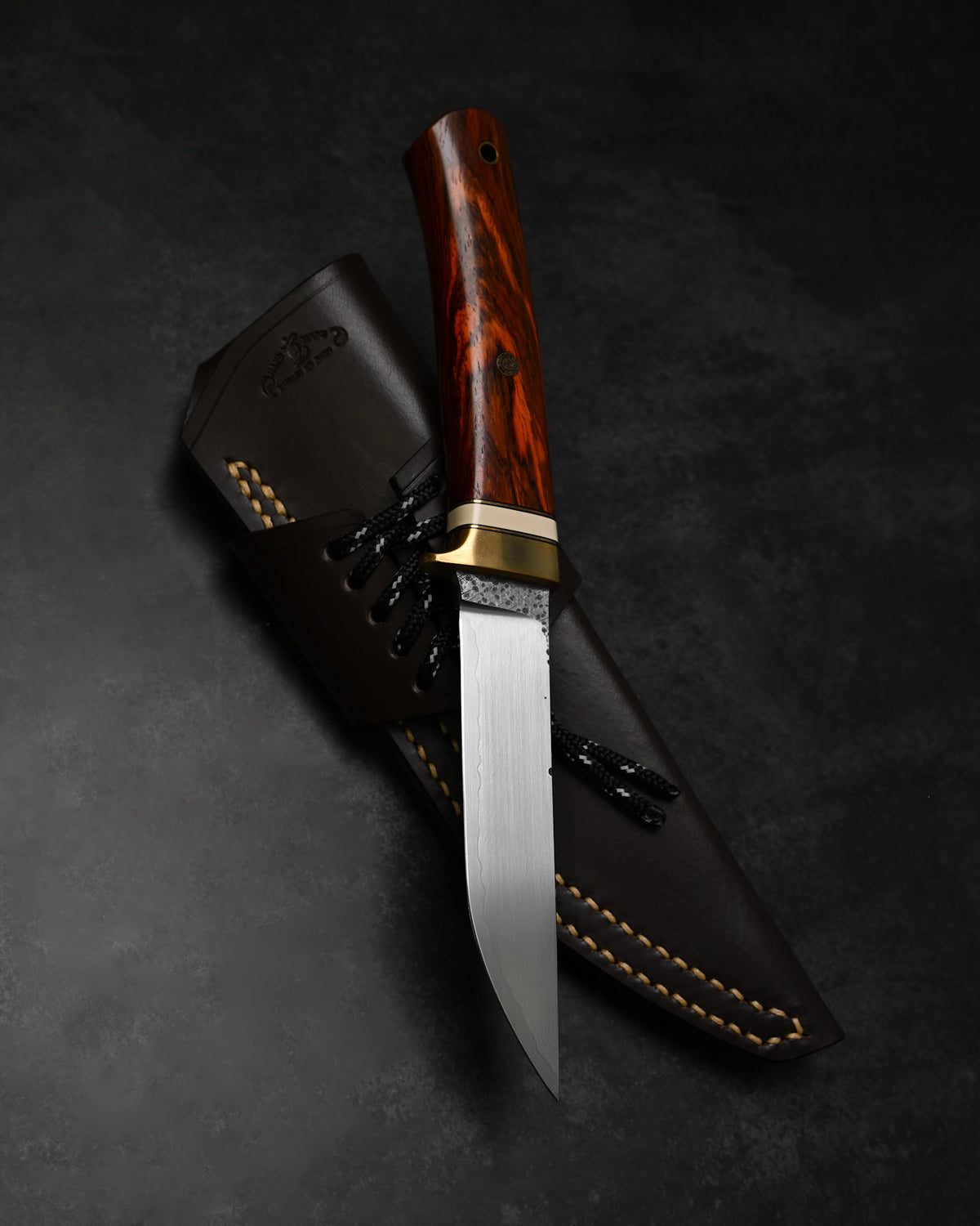 Hiroshi Suzuki VG10 33-Layer Damascus Outdoor Knife – Cocobolo Burl Handle