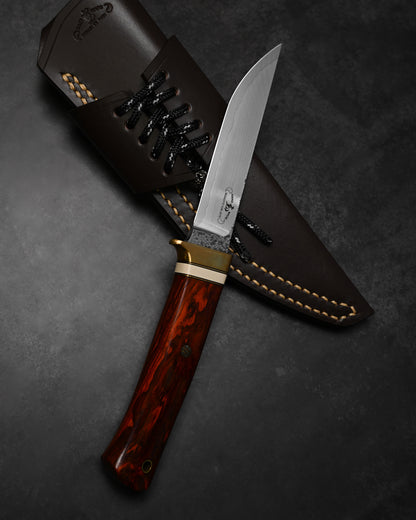 Hiroshi Suzuki VG10 33-Layer Damascus Outdoor Knife – Cocobolo Burl Handle