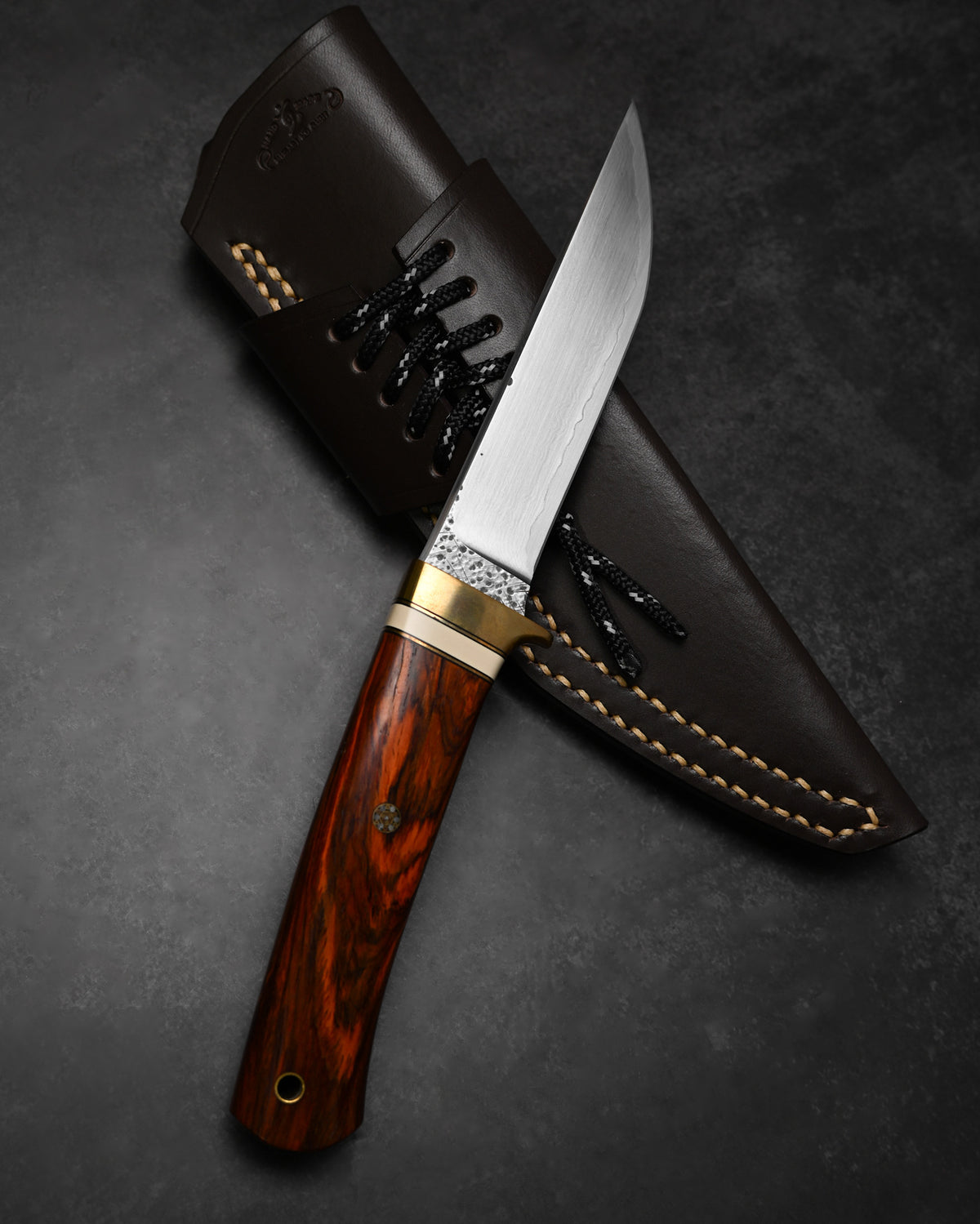 Hiroshi Suzuki VG10 33-Layer Damascus Outdoor Knife – Cocobolo Burl Handle