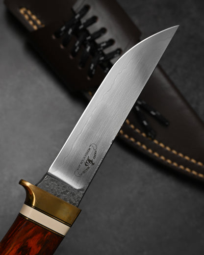 Hiroshi Suzuki VG10 33-Layer Damascus Outdoor Knife – Cocobolo Burl Handle