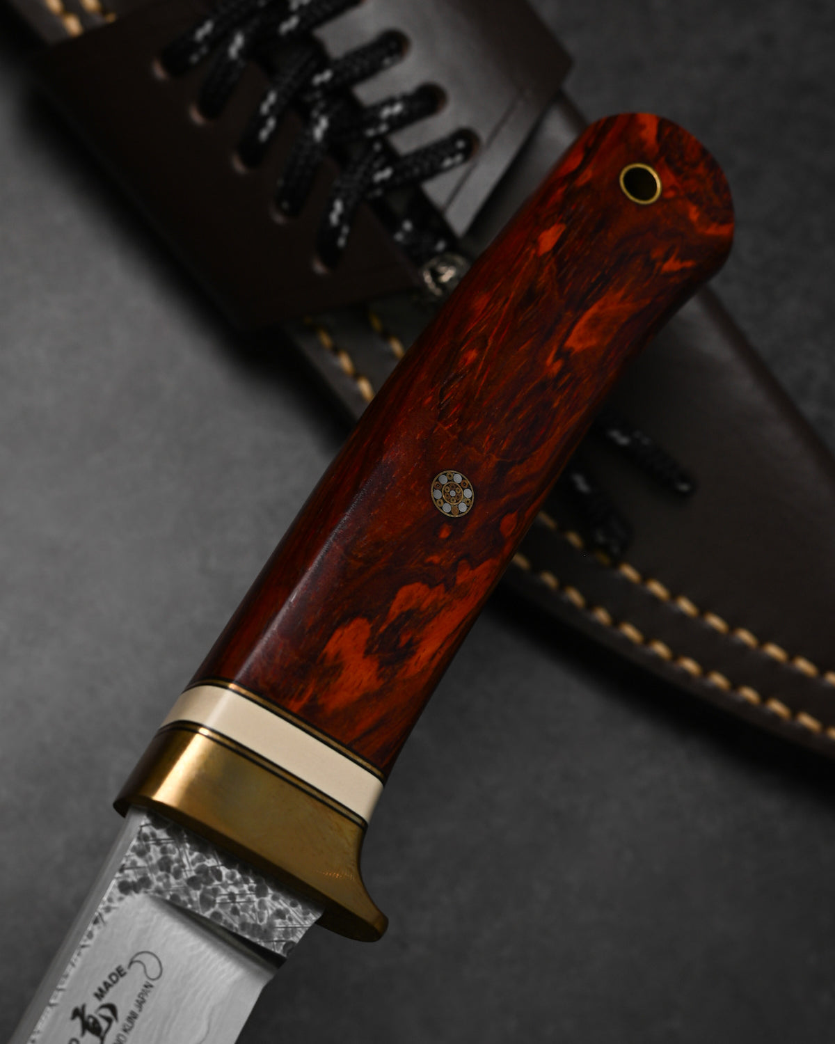 Hiroshi Suzuki VG10 33-Layer Damascus Outdoor Knife – Cocobolo Burl Handle