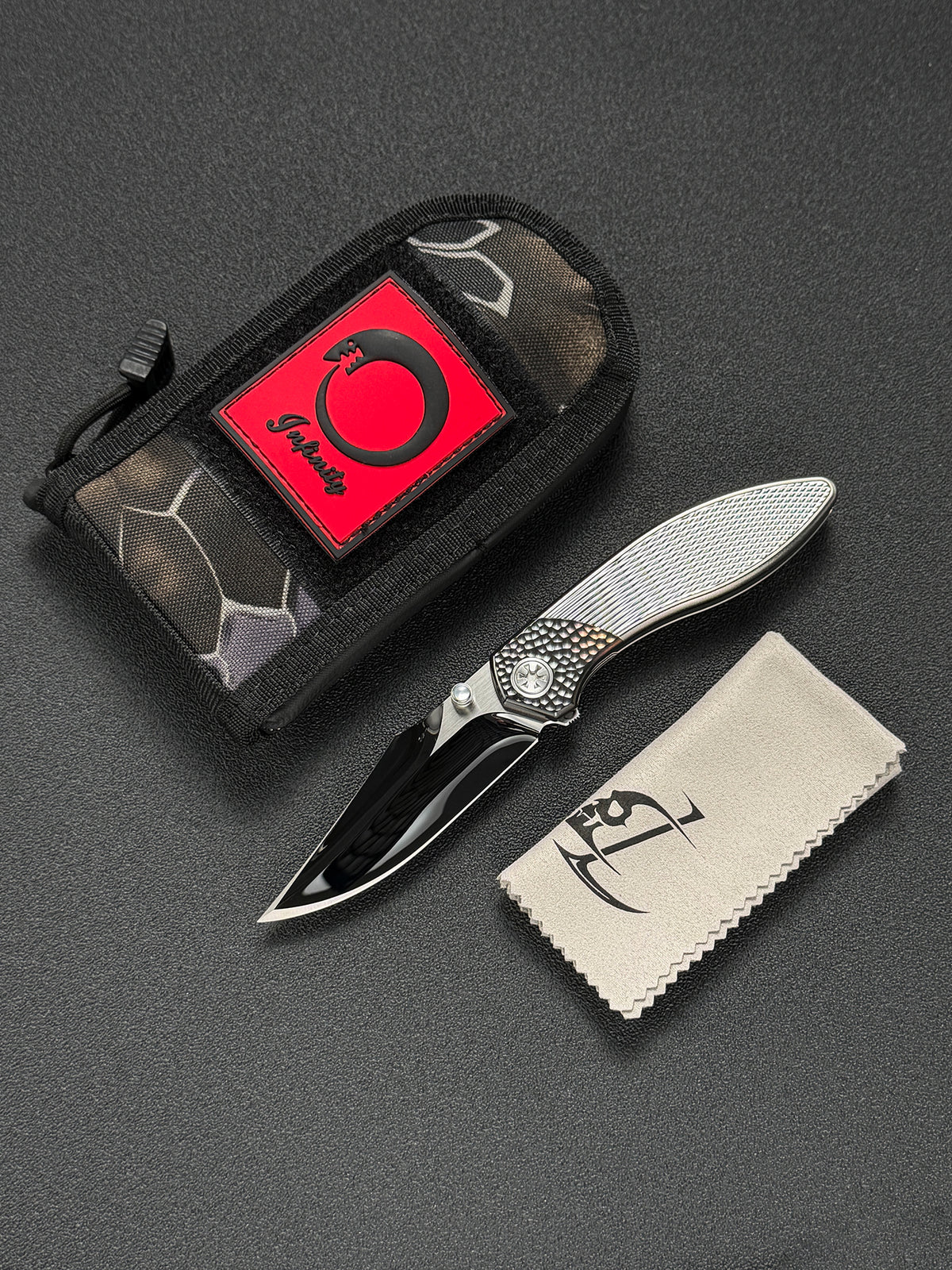 Infinite Charlie Knives Raku II M390 Diamond-Pattern Titanium Custom Folding Knife