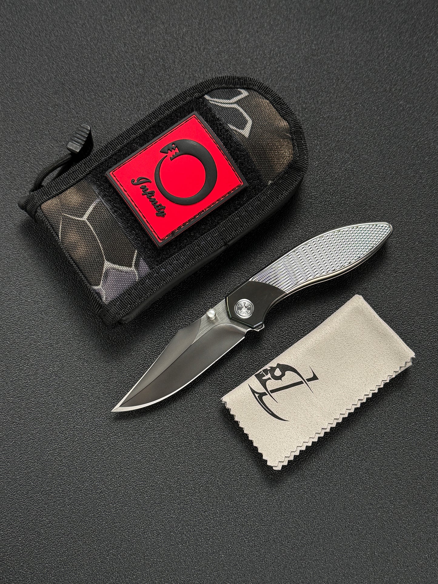 Infinite Charlie Knives Raku II M390 Matte Titanium Custom Folding Knife
