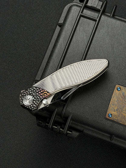 Infinite Charlie Knives Raku II M390 Diamond-Pattern Titanium Custom Folding Knife