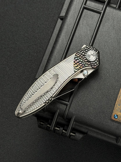 Infinite Charlie Knives Raku II M390 Diamond-Pattern Titanium Custom Folding Knife