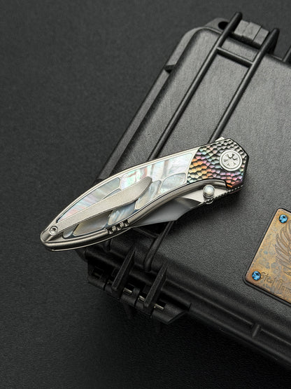 Infinite Charlie Knives 樂二 M390 チタン 深海産マザーオブパール カスタムフォールディングナイフ