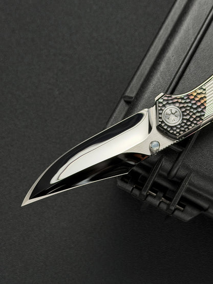 Infinite Charlie Knives Raku II M390 Diamond-Pattern Titanium Custom Folding Knife