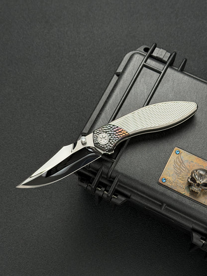Infinite Charlie Knives Raku II M390 Diamond-Pattern Titanium Custom Folding Knife