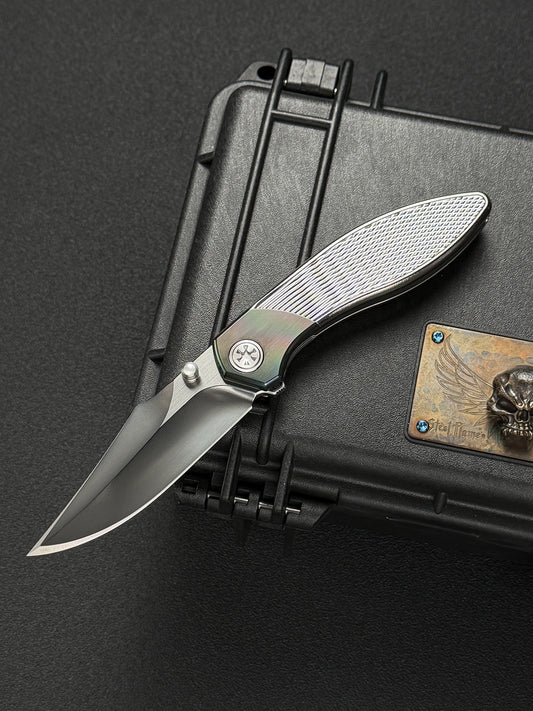Infinite Charlie Knives Raku II M390 Matte Titanium Custom Folding Knife