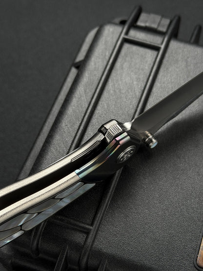Infinite Charlie Knives Raku II M390 Titanium Folding Knife with Mother-of-Pearl Inlay