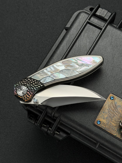 Infinite Charlie Knives 樂二 M390 チタン 深海産マザーオブパール カスタムフォールディングナイフ