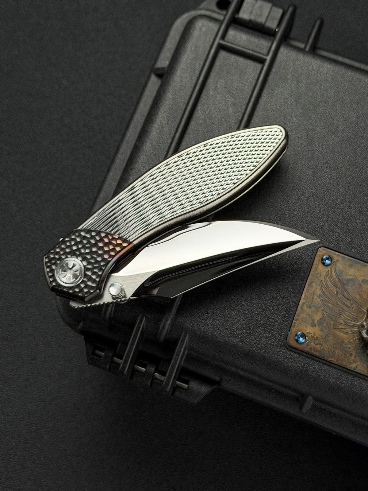 Infinite Charlie Knives Raku II M390 Diamond-Pattern Titanium Custom Folding Knife