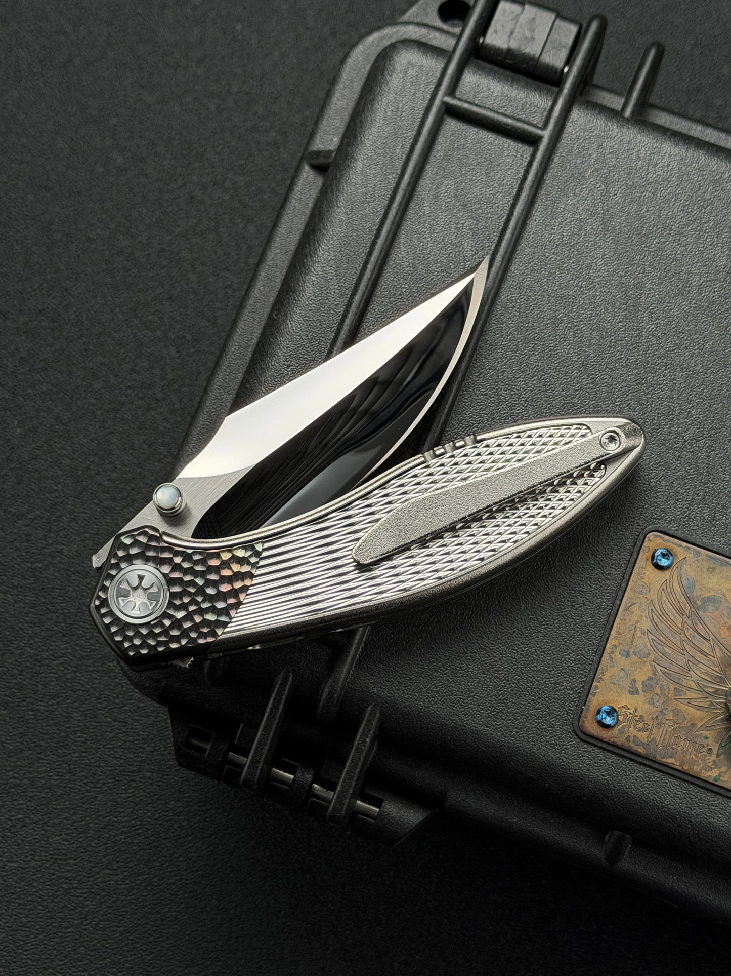 Infinite Charlie Knives Raku II M390 Diamond-Pattern Titanium Custom Folding Knife