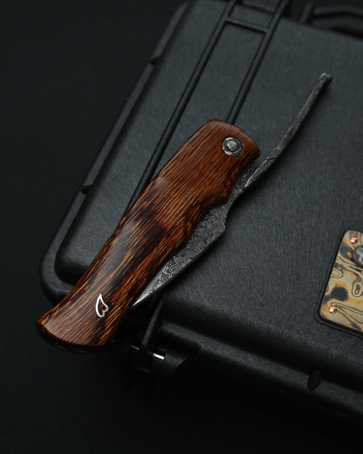 Kazushi Machida Handmade Higonokami-Style Folding Knife – Hand-Forged Damascus / One-Piece Wood Handle / Japan