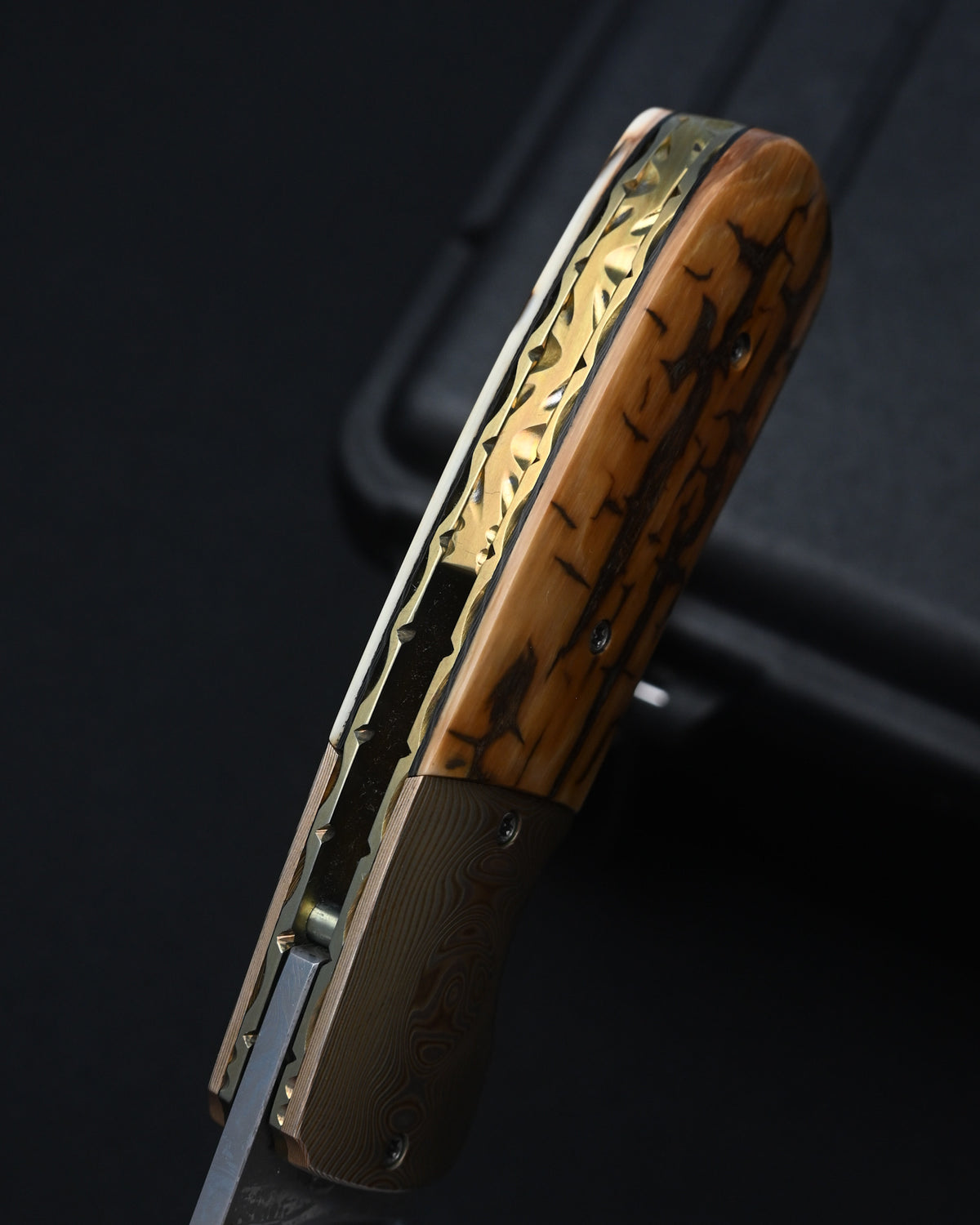 Rare Kazuyuki Sakurai “Shiden” Handmade Custom Folding Knife – RWL-34 / Mokume Gane / Mammoth Ivory