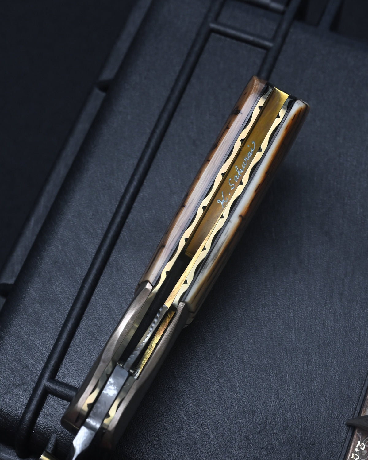 Rare Kazuyuki Sakurai “Shiden” Handmade Custom Folding Knife – RWL-34 / Mokume Gane / Mammoth Ivory