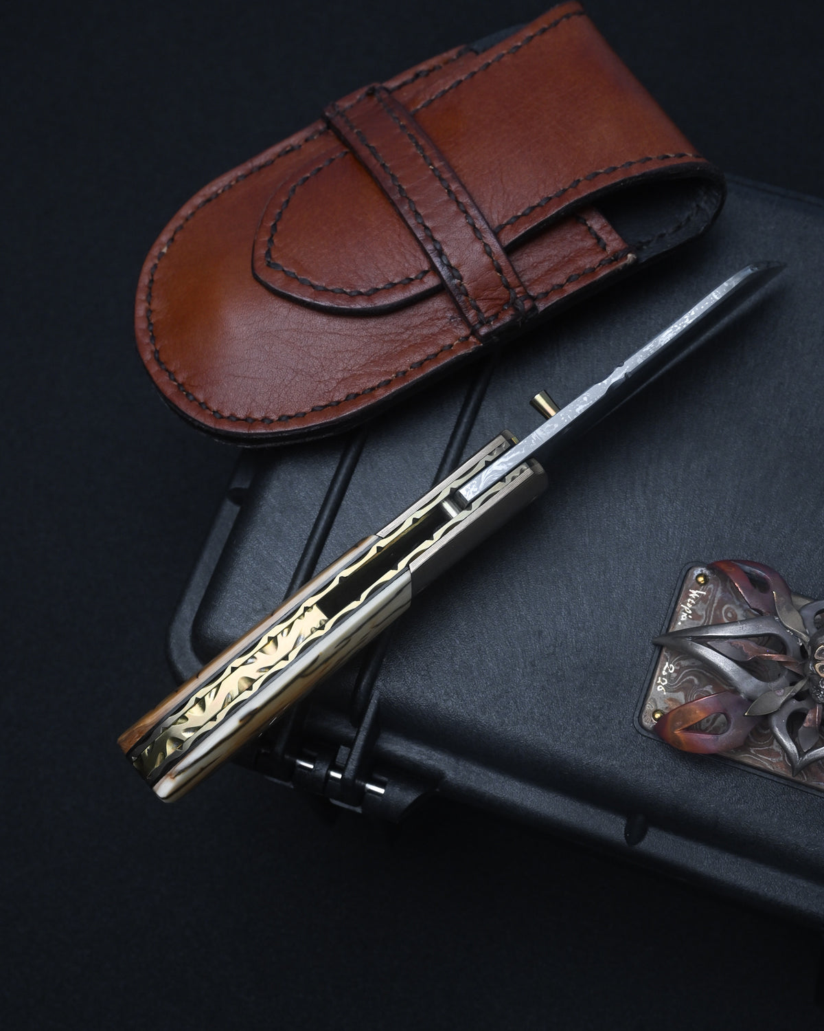 Rare Kazuyuki Sakurai “Shiden” Handmade Custom Folding Knife – RWL-34 / Mokume Gane / Mammoth Ivory
