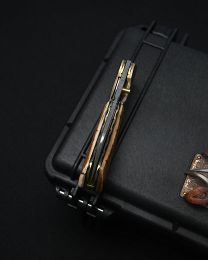 Rare Kazuyuki Sakurai “Shiden” Handmade Custom Folding Knife – RWL-34 / Mokume Gane / Mammoth Ivory