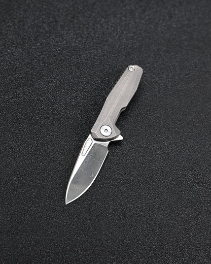 KEYUNITY KK04 超小型 チタン ダマスカス EDC フォールディングナイフ