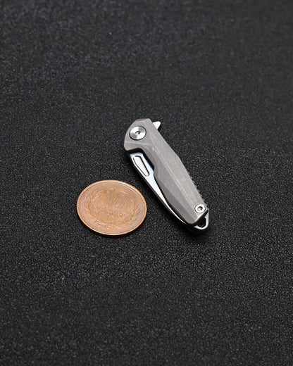 KEYUNITY KK04 超小型 チタン ダマスカス EDC フォールディングナイフ
