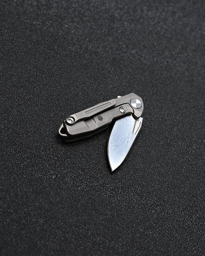 KEYUNITY KK04 超小型 チタン ダマスカス EDC フォールディングナイフ