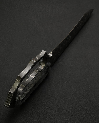Ultra-Rare KIKU KNIVES Raijin Custom Knife by Kiku Matsuda – Guarded Edition / OU31 Steel / Black Canvas Micarta / Hand-Signed