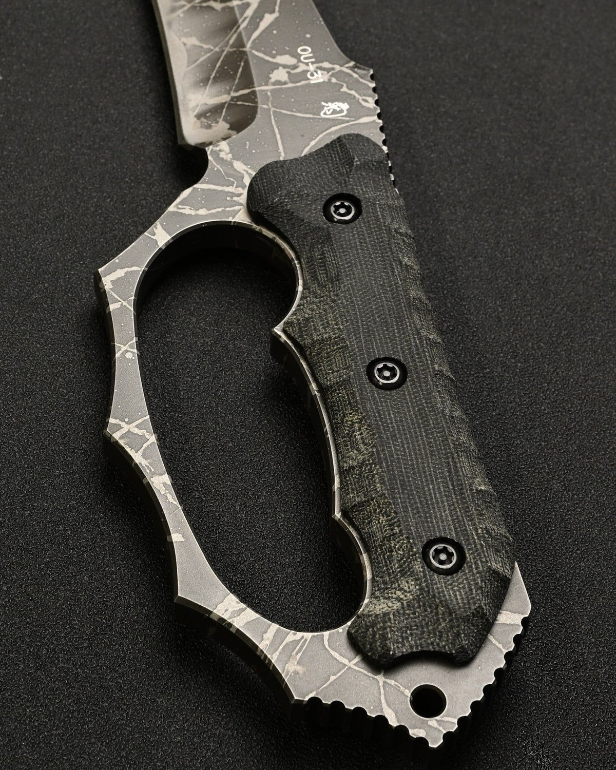 Ultra-Rare KIKU KNIVES Raijin Custom Knife by Kiku Matsuda – Guarded Edition / OU31 Steel / Black Canvas Micarta / Hand-Signed