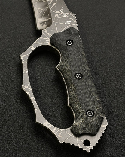 Ultra-Rare KIKU KNIVES Raijin Custom Knife by Kiku Matsuda – Guarded Edition / OU31 Steel / Black Canvas Micarta / Hand-Signed