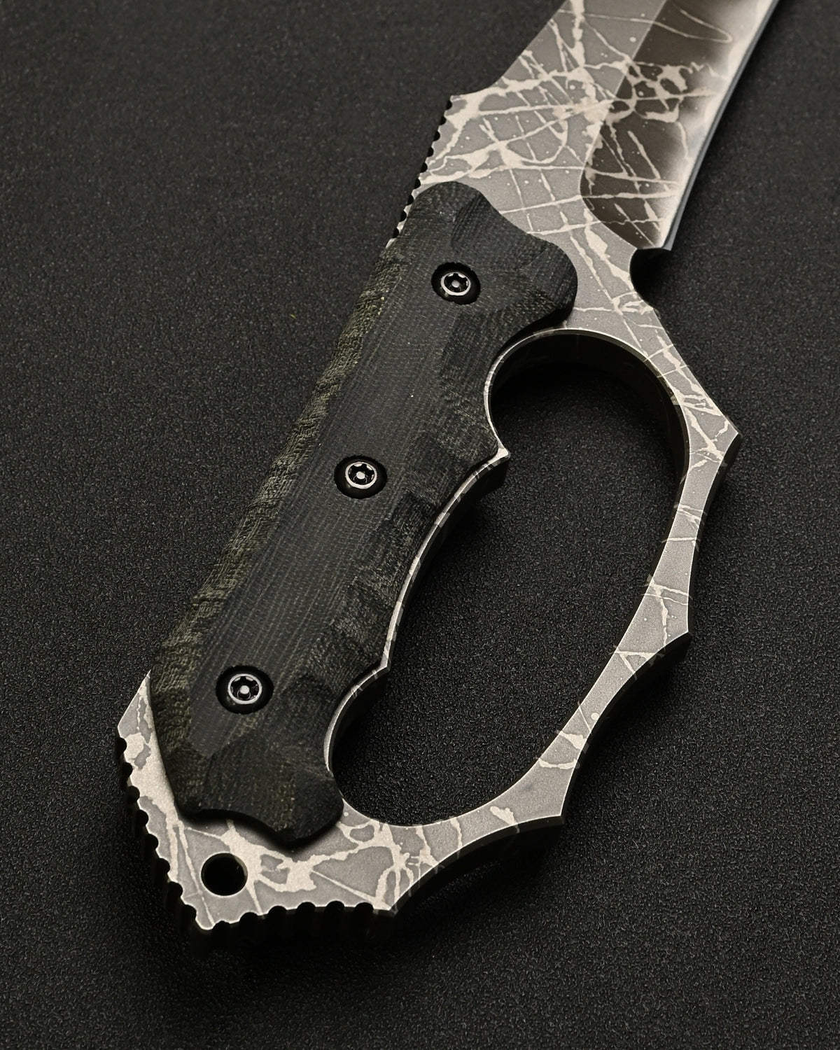 Ultra-Rare KIKU KNIVES Raijin Custom Knife by Kiku Matsuda – Guarded Edition / OU31 Steel / Black Canvas Micarta / Hand-Signed