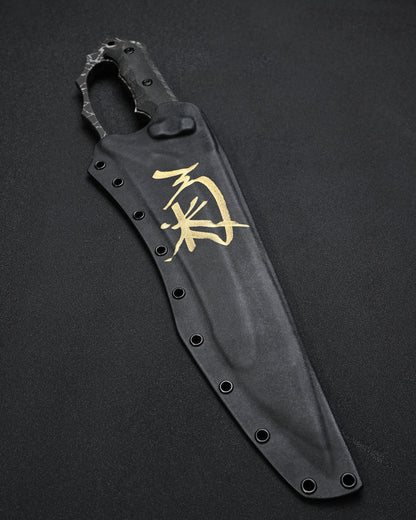 Ultra-Rare KIKU KNIVES Raijin Custom Knife by Kiku Matsuda – Guarded Edition / OU31 Steel / Black Canvas Micarta / Hand-Signed