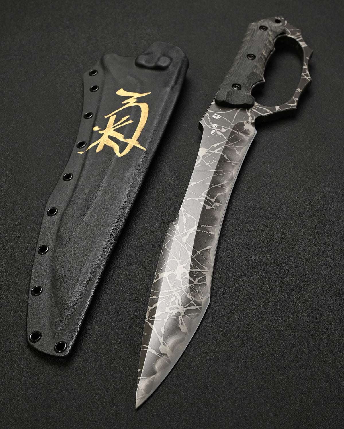 Ultra-Rare KIKU KNIVES Raijin Custom Knife by Kiku Matsuda – Guarded Edition / OU31 Steel / Black Canvas Micarta / Hand-Signed