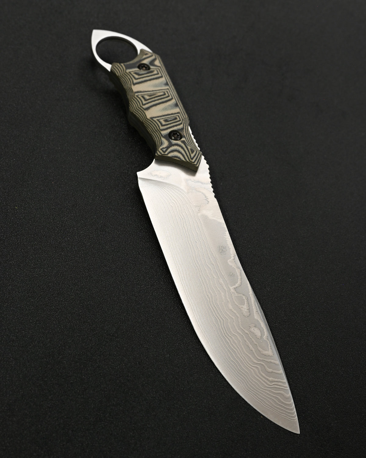 KIKU KNIVES松田昌之Badger Forged锻造定制直刀，SPG2钢材约5mm厚刀身，G-10积层手柄，附Kydex刀鞘及作者亲笔签名