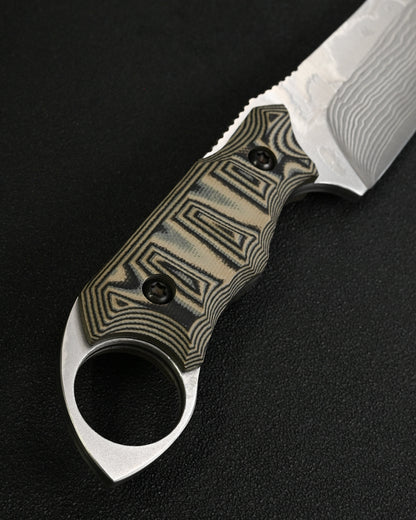 KIKU KNIVES Badger Forged Custom Fixed Blade by Masayuki Matsuda – SPG2 Steel / Layered G-10 / Kydex Sheath / Hand-Signed