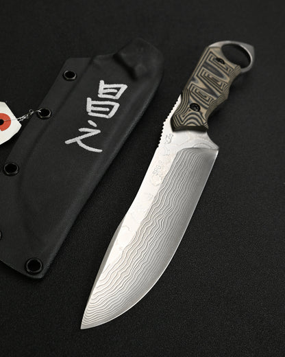 KIKU KNIVES 松田昌之作 バジャー鍛造 カスタムナイフ SPG2鋼 刃厚約5mm 積層G-10ハンドル カイダックシース付き 直筆サイン入り