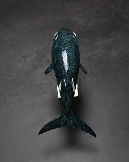 希少 銀座展示会版 黒澤次夫 手作り 積層鋼ミニナイフ「セミクジラ」木彫・手彩色・漆仕上げ木製シース