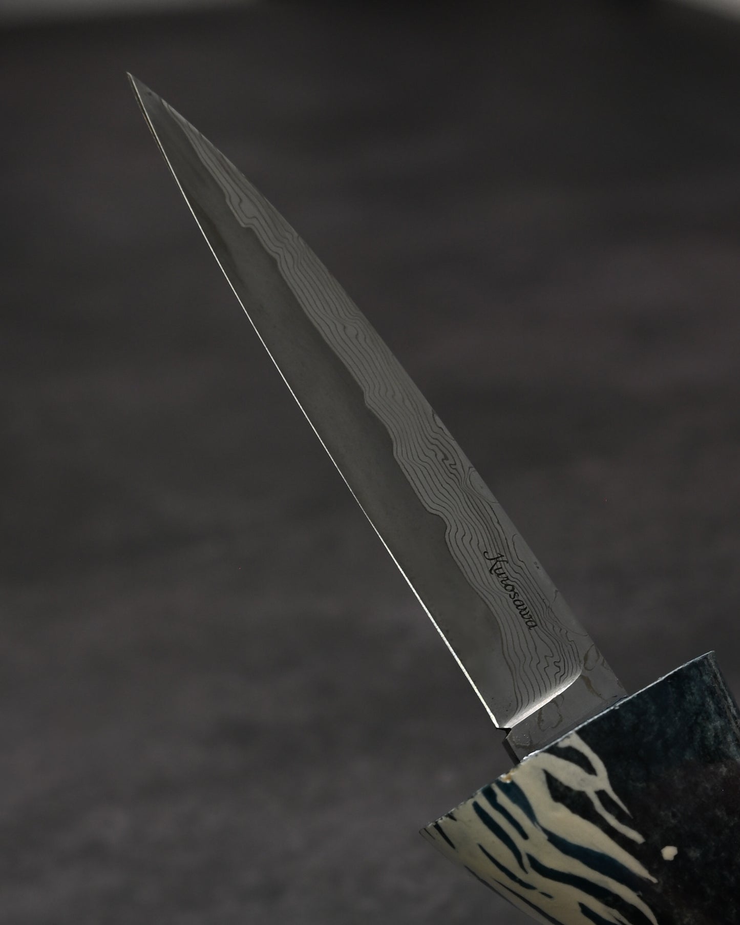 Rare Ginza Exhibition Edition Kurosawa Tsuguo Semi-Kujira Damascus Mini Knife Handmade Art