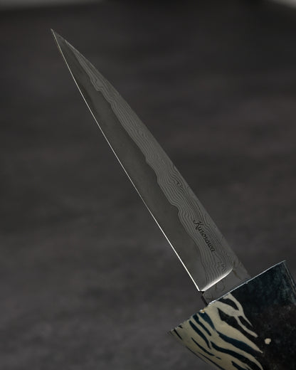 Rare Ginza Exhibition Edition Kurosawa Tsuguo Semi-Kujira Damascus Mini Knife Handmade Art