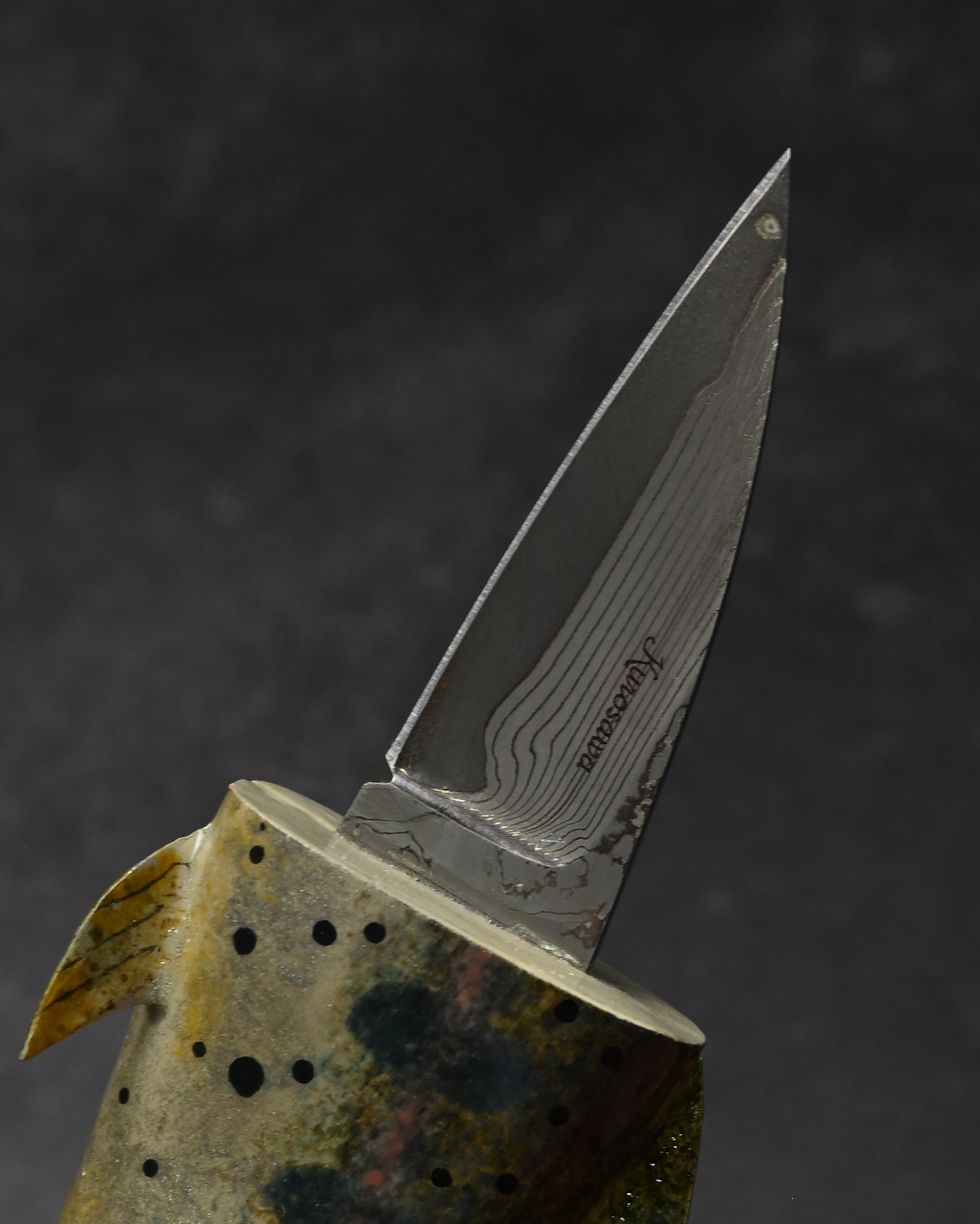 Rare Ginza Exhibition Edition Kurosawa Tsuguo Yamame Damascus Mini Knife Handmade Art