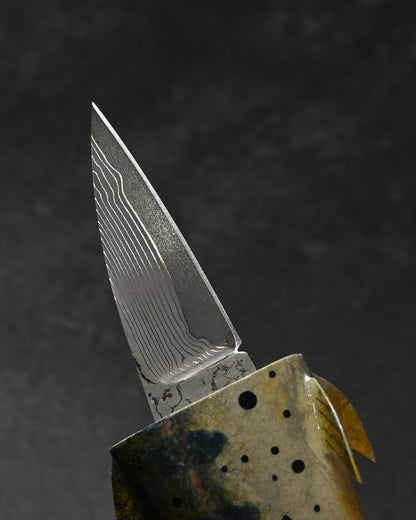 Rare Ginza Exhibition Edition Kurosawa Tsuguo Yamame Damascus Mini Knife Handmade Art