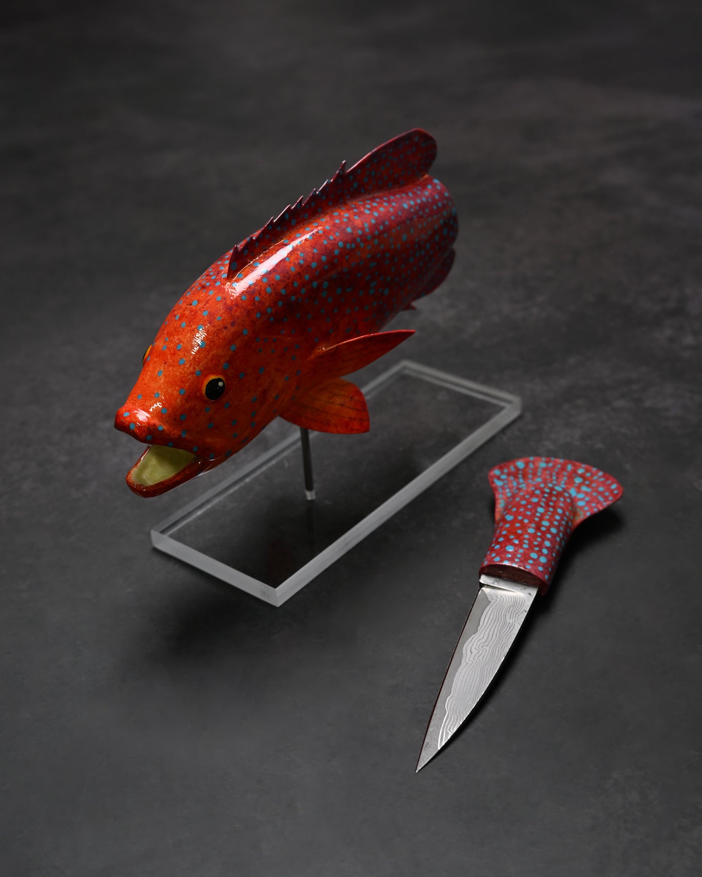 Rare Ginza Exhibition Edition Kurosawa Tsuguo Yukata Hata Damascus Mini Knife Handmade Art