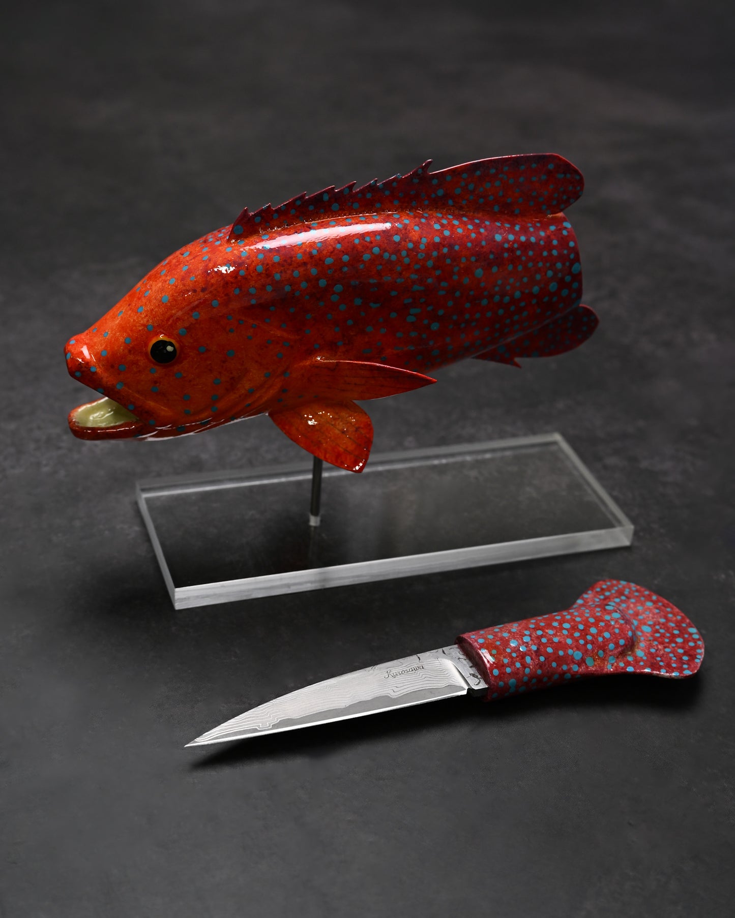 Rare Ginza Exhibition Edition Kurosawa Tsuguo Yukata Hata Damascus Mini Knife Handmade Art