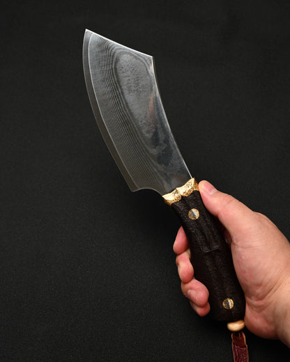 Rare Masataka Fukuda × Wtopia × Sunizumi Custom Knife – SG2 Damascus-Layered Steel / Rosewood / Bronze & Nickel Silver / Mammoth Ivory